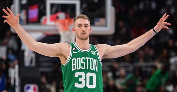 Sam Hauser Flirts with Celtics History, Dials 10 3s as Cs Blow Out Hawks